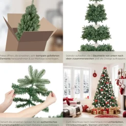 TecTake ® Weihnachtsbaum, verschiedene Größen, künstlich in Grün, mit PVC- und Spritzgussnadeln, formbar mit viel Volumen, pulverbeschichteter Metallständer mit Kunststoffkappen Online