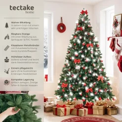 TecTake ® Weihnachtsbaum, verschiedene Größen, künstlich in Grün, mit PVC- und Spritzgussnadeln, formbar mit viel Volumen, pulverbeschichteter Metallständer mit Kunststoffkappen Online