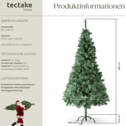 ® Weihnachtsbaum, verschiedene Größen, künstlich in Grün, formbar mit viel Volumen, inklusive Metallständer mit Kunststoffkappen ^ TecTake Online