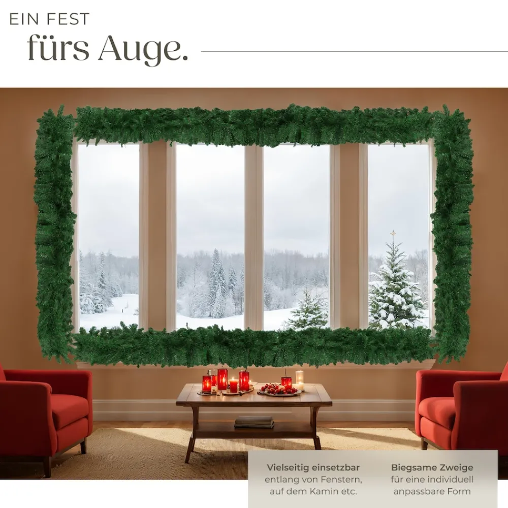 ® Weihnachtsgirlande, naturgetreu, 180 Zweige, mit Schlaufe zum Aufhängen ^ TecTake Hot