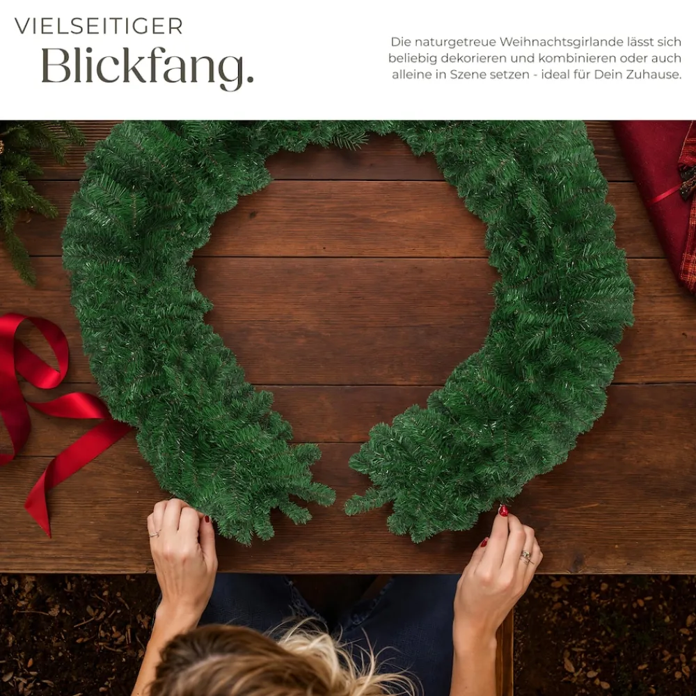 ® Weihnachtsgirlande, naturgetreu, 180 Zweige, mit Schlaufe zum Aufhängen ^ TecTake Hot