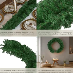 ® Weihnachtsgirlande, naturgetreu, 180 Zweige, mit Schlaufe zum Aufhängen ^ TecTake Hot