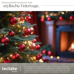 ® Weihnachtskugeln, 24er-Set in Rot, matt, glänzend und glitzernd, Durchmesser 4 cm ^ TecTake New