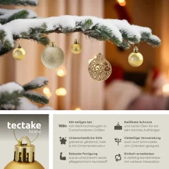 TecTake ® Weihnachtskugeln, 100er-Set in Gold, matt, glänzend und glitzernd, Durchmesser 3, 4 und 6 cm New