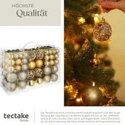 TecTake ® Weihnachtskugeln, 100er-Set in Gold, matt, glänzend und glitzernd, Durchmesser 3, 4 und 6 cm New