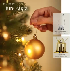 ® Weihnachtskugeln, 24er-Set in Weiß und Gold, matt, glänzend, glitzernd und transparent, Durchmesser 4 cm ^ TecTake Clearance