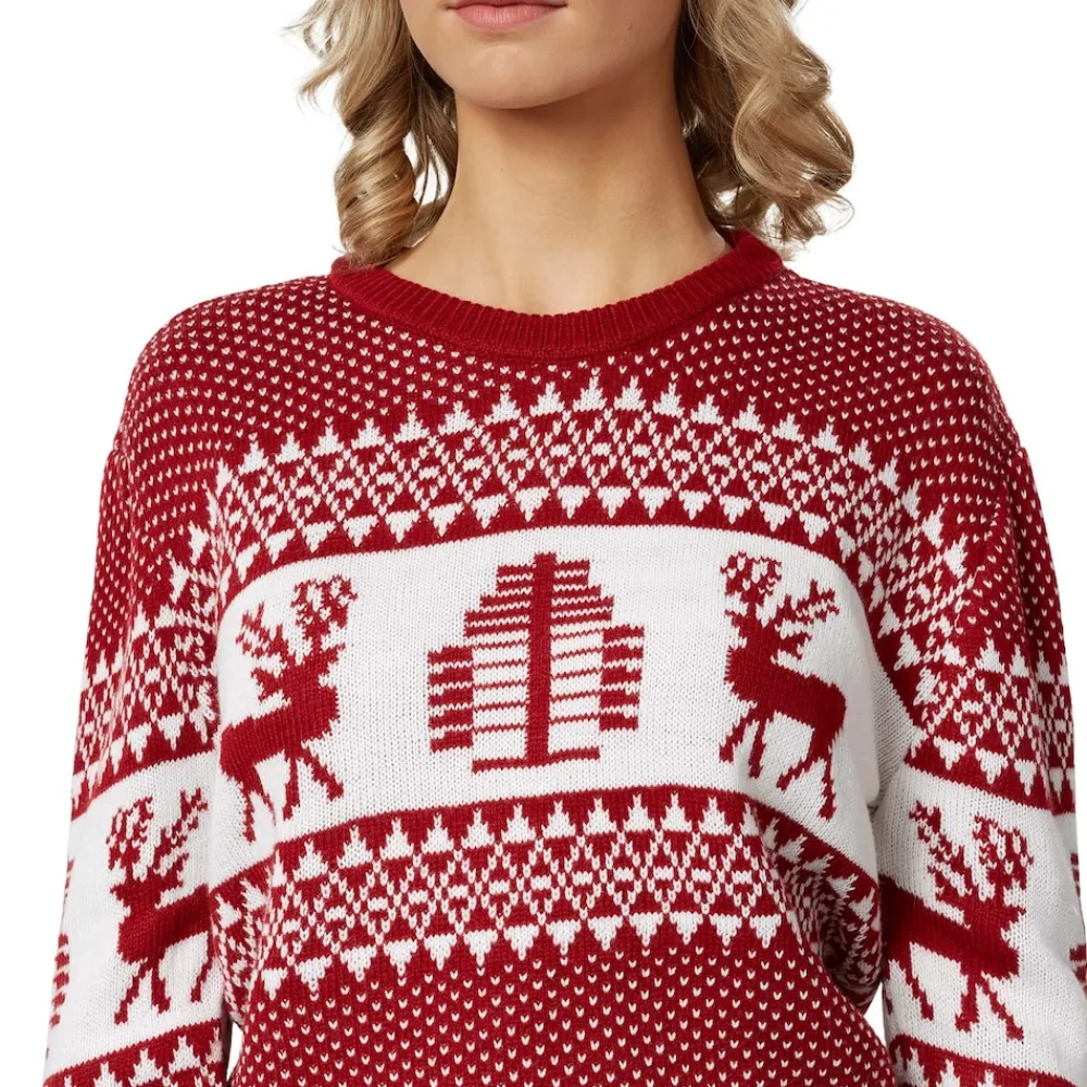 ® Weihnachtspullover Winterwunderland rot-weiß für Frauen ^ TecTake Hot