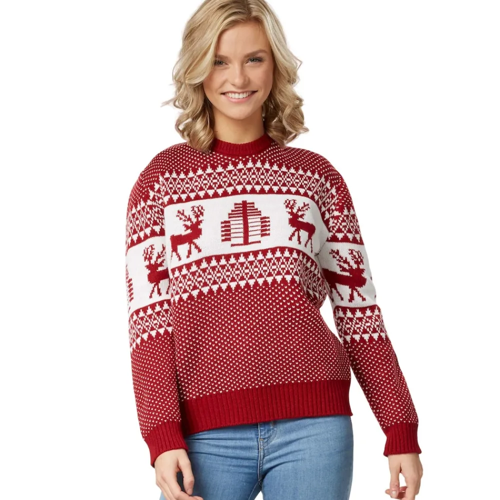 ® Weihnachtspullover Winterwunderland rot-weiß für Frauen ^ TecTake Hot