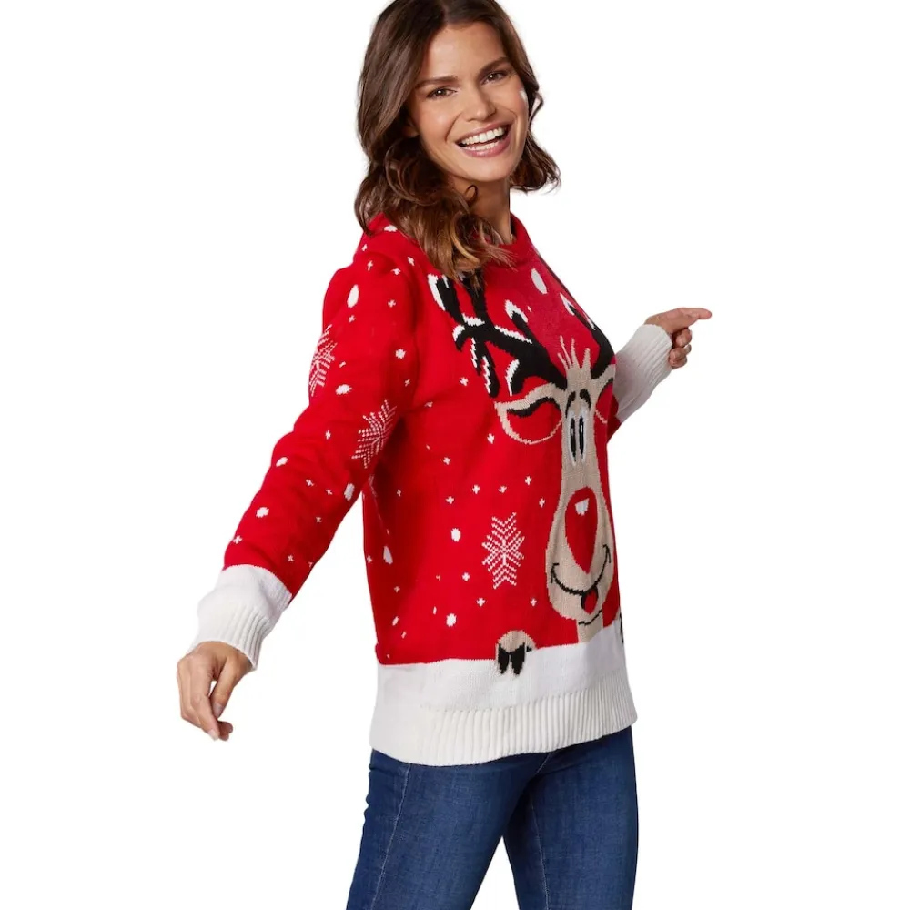 TecTake ® Weihnachtspullover Rudi Rentier für Frauen Best