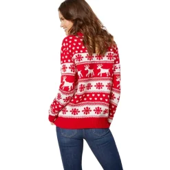 ® Weihnachtspullover Winterzauber rot-weiß für Frauen ^ TecTake Best