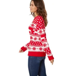 ® Weihnachtspullover Winterzauber rot-weiß für Frauen ^ TecTake Best