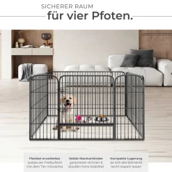® Welpenauslauf, 4-teilig, faltbar, Türe mit Doppelverriegelung, einfache Montage ^ TecTake Outlet
