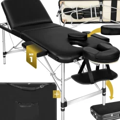 TecTake ® 3 Zonen Massageliege, Breite 61 cm, Polsterung 5 cm, mit Aluminiumgestell, 210 x 95 x 90 cm schwarz Sale
