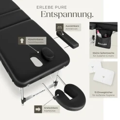 TecTake ® 3 Zonen Massageliege, Breite 70 cm, Polsterung 5 cm, mit Aluminiumgestell, 212 x 103 x 90 cm schwarz Best