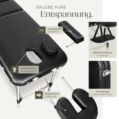 ® 2 Zonen Massageliege, Breite 60 cm, Polsterung 4 cm, mit Aluminiumgestell, 205 x 95 x 89 cm ^ TecTake Discount