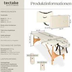 ® 2 Zonen Massageliege-Set, Breite 61 cm, Polsterung 5 cm, mit Holzgestell, 210 x 95 x 84 cm ^ TecTake Sale