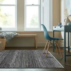 KADIMA DESIGN Teppich gestreift 60 x 114 cm - PERRAN | Blau
