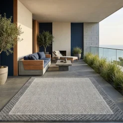 Teppich Outdoor LIRIA in Creme, mit Bordüre, aus Polypropylen, 80 x 250 cm ^ KADIMA DESIGN Sale