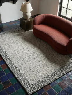 KADIMA DESIGN Teppich uni 80 x 150 cm - MOAT | Blau-Natur Sale