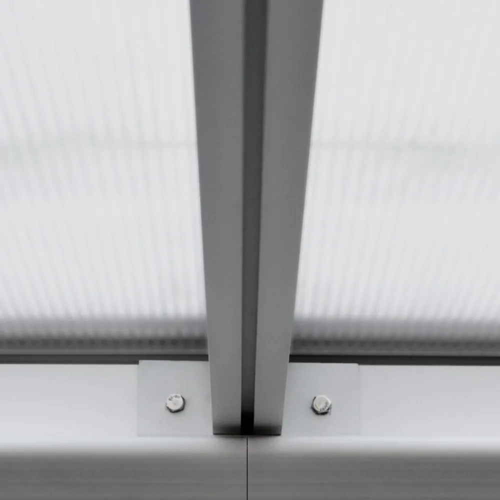 Terrassenüberdachung Aluminium 557 cm als Bausatz Sichtschienen und Hohlkammerplatten Weiß ^ Aileenstore Hot