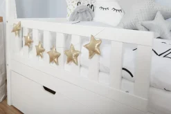 Hausbett "Traumhaus" mit 2er Schubkästen Kiefer Weiß ^ TICAA Best