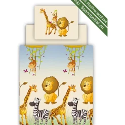 Kinder Bettwäsche Set inkl. Spannbettlaken Safari ^ TICAA Best