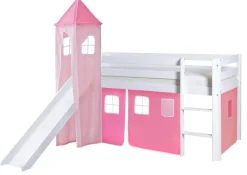 Rutschbett mit Turm "Kasper" Kiefer Weiß Classic ^ TICAA New