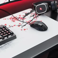 Gaming Mauspad XXL Speed Gaming Mousepad 900x400 mm, Deskpad, rutschfest & abwaschbare Rückseite, für Speed & Präzision, Ink Sakura 4 ^ Titanwolf Outlet