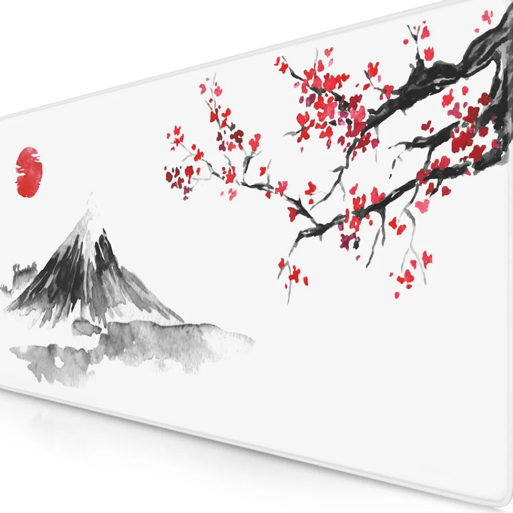Gaming Mauspad XXL Speed Gaming Mousepad 900x400 mm, Deskpad, rutschfest & abwaschbare Rückseite, für Speed & Präzision, Ink Sakura 4 ^ Titanwolf Outlet