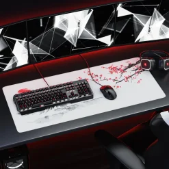 Gaming Mauspad XXL Speed Gaming Mousepad 900x400 mm, Deskpad, rutschfest & abwaschbare Rückseite, für Speed & Präzision, Ink Sakura 4 ^ Titanwolf Outlet