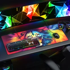 Titanwolf Gaming Mauspad XXL Speed Gaming Mousepad 900x400 mm, Deskpad, rutschfest & abwaschbare Rückseite, für Speed & Präzision, Colour Lion 3 New