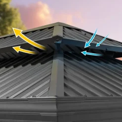 Grillpavillon 2,8x1,8 m mit Stahldach anthrazit ^ TOOLPORT Outlet