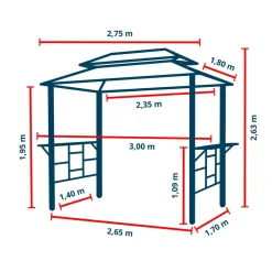 Grillpavillon 2,8x1,8 m mit Stahldach anthrazit ^ TOOLPORT Outlet