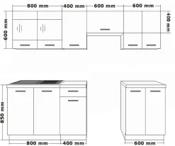 Küchen-Preisbombe TOP KÜCHE DAVE 240 CM KÜCHENZEILE KÜCHENBLOCK – EICHE SONOMA TRÜFFEL NEU & OVP Clearance
