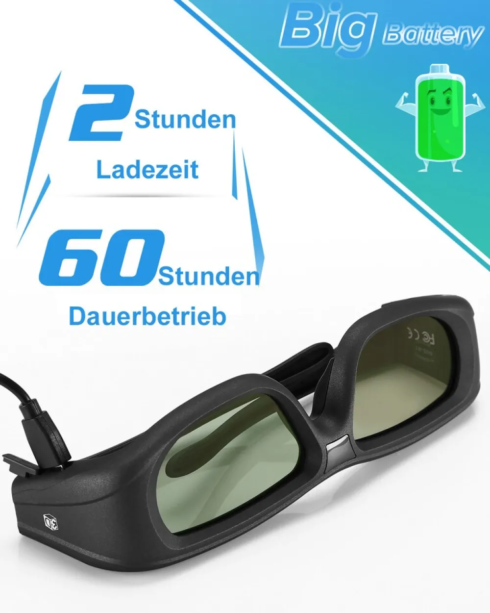3D Brille Aktive Shutter für Bluetooth / RF 3D Geräte - 2 Stück ^ TPFNet
