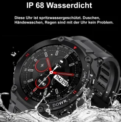 TPFNet Smart Watch / Fitness Tracker IP68 - Silikon Armband - Android & IOS - Grau Schwarz Best
