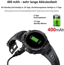TPFNet Smart Watch / Fitness Tracker IP68 - Silikon Armband - Android & IOS - Grau Schwarz Best
