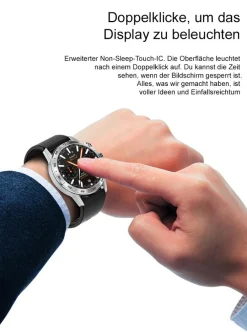 TPFNet Smart Watch / Fitness Tracker IP68 - Edelstahl Armband - Android & IOS - Schwarz Silber New