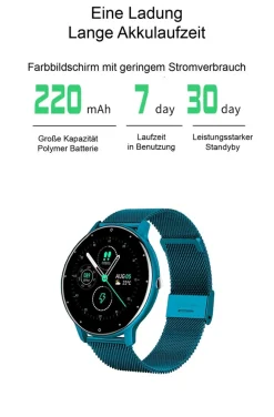 TPFNet Smart Watch / Fitness Tracker IP67 - Milanaise Armband + Silikon Armband - Android & IOS - Schwarz Sale