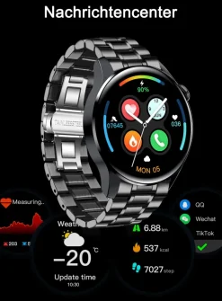 TPFNet Smart Watch / Fitness Tracker IP67 für Damen & Herren - Edelstahl Armband - Android & IOS - Schwarz Online