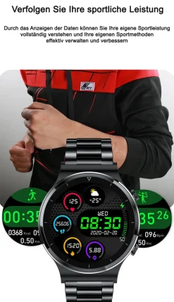 Smart Watch / Fitness Tracker IP67 für Damen & Herren - Silikon Armband - Android & IOS - Grau ^ TPFNet Best