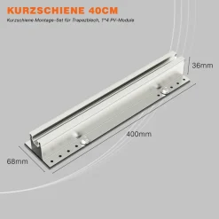 Diverse Trapezblech-Montageset für 4 Module mit Kurzschienen Hot