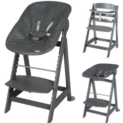 Treppenhochstuhl 'Born Up' Set 2in1 in , inkl. Liegeaufsatz 'Graphite gesteppt' ^ Roba Outlet
