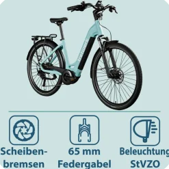 Tretwerk Amber E Bike Damen 28 Zoll Elektrofahrrad 155 - 185 cm Hollandrad Tiefeinsteiger mit 9 Gang Schaltung mint Sale