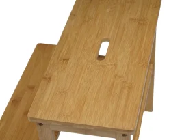 MCW Tritthocker -B87, Stufenhocker Trittbank Holzhocker, Bambus 43x47x38cm Clearance