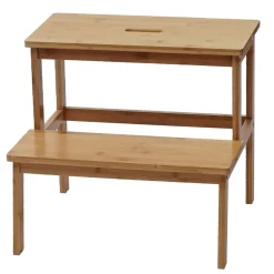 MCW Tritthocker -B87, Stufenhocker Trittbank Holzhocker, Bambus 43x47x38cm Clearance