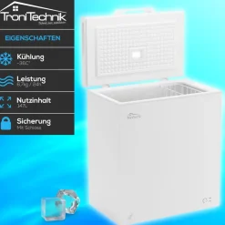 Tronitechnik ® Gefriertruhe Kühltruhe BORGAR PRO mit 2in1 Gefrier- und Kühlfunktion | 160 Liter, 184kwh/Jahr, LED, Griff Hot