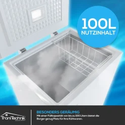 Tronitechnik ® Gefriertruhe Kühltruhe BORGAR PRO mit 2in1 Gefrier- und Kühlfunktion | 110 Liter, 169kwh/Jahr | LED-Licht