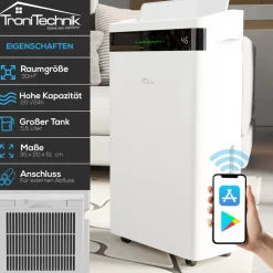 Tronitechnik ® Luftentfeuchter TT-EF 04.1, WiFi steuerbar, 20l/24h, 5,5l Tank, Kompressor, Auto-Swing, Timer, Farb-LED, Ionisator, für Räume bis 30m² Best