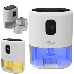 ® Luftentfeuchter EF-02 Mini elektrisch bis 400ml/24h, kompakt und leise, 1L Tank, LED-Farblicht, für kleine Räume bis 20m² ^ Tronitechnik Outlet